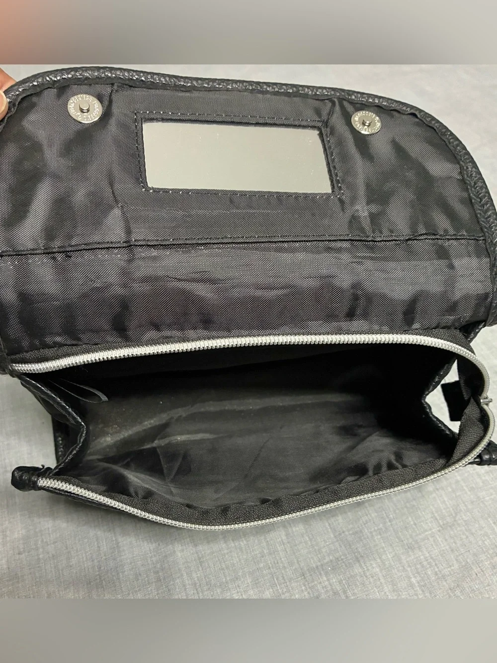 Aimee Kestenberg Black Quilted Cosmetic/Toiletry Bag with Logo Plate